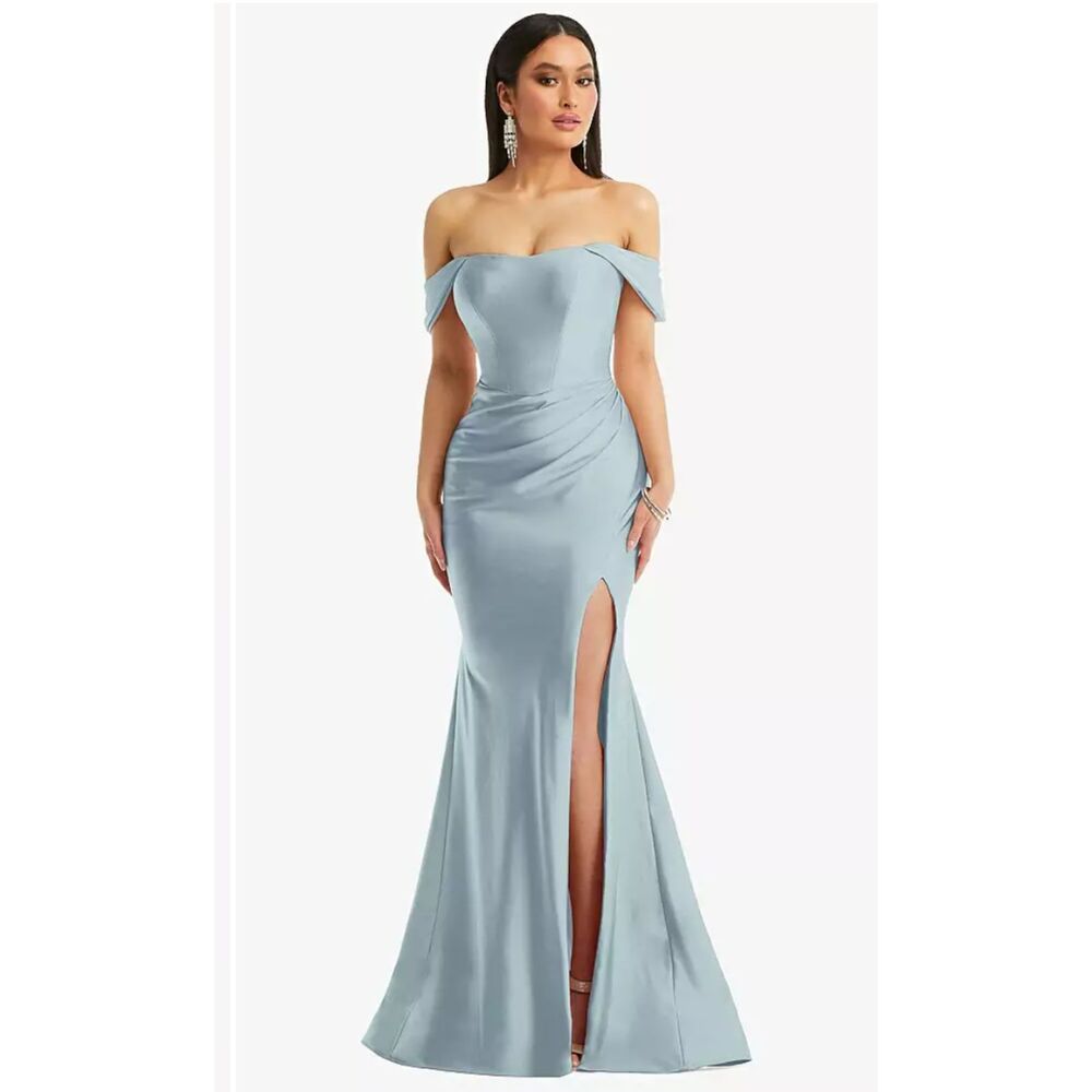 Cynthia & Sahar Small Off-the-Shoulder Corset Stretch Satin Mermaid Dress CS101